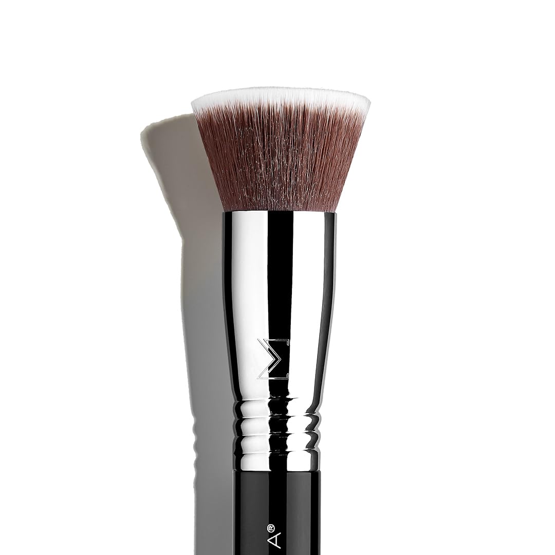 Airbrush kabuki brush with neutral tone handle for seamless makeup application — view 2