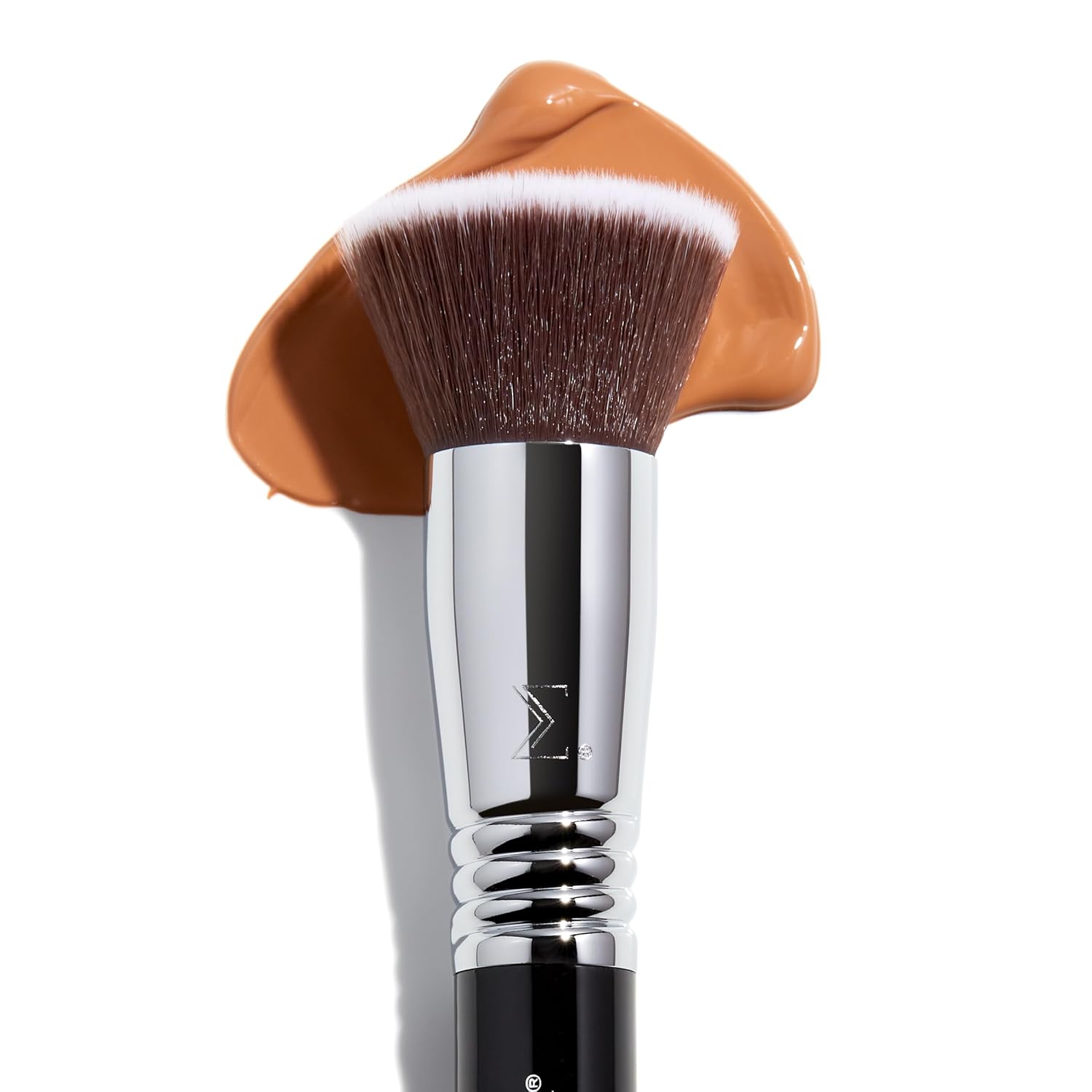 Airbrush kabuki brush with neutral tone handle for seamless makeup application — view 3
