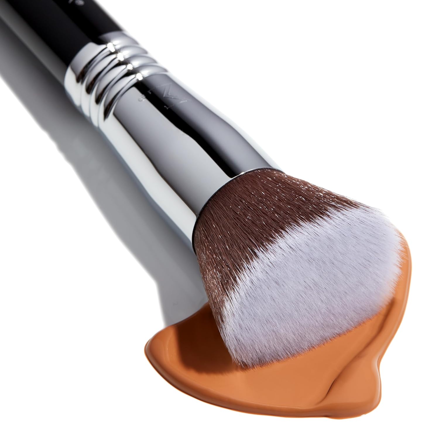 Airbrush kabuki brush with neutral tone handle for seamless makeup application — view 4