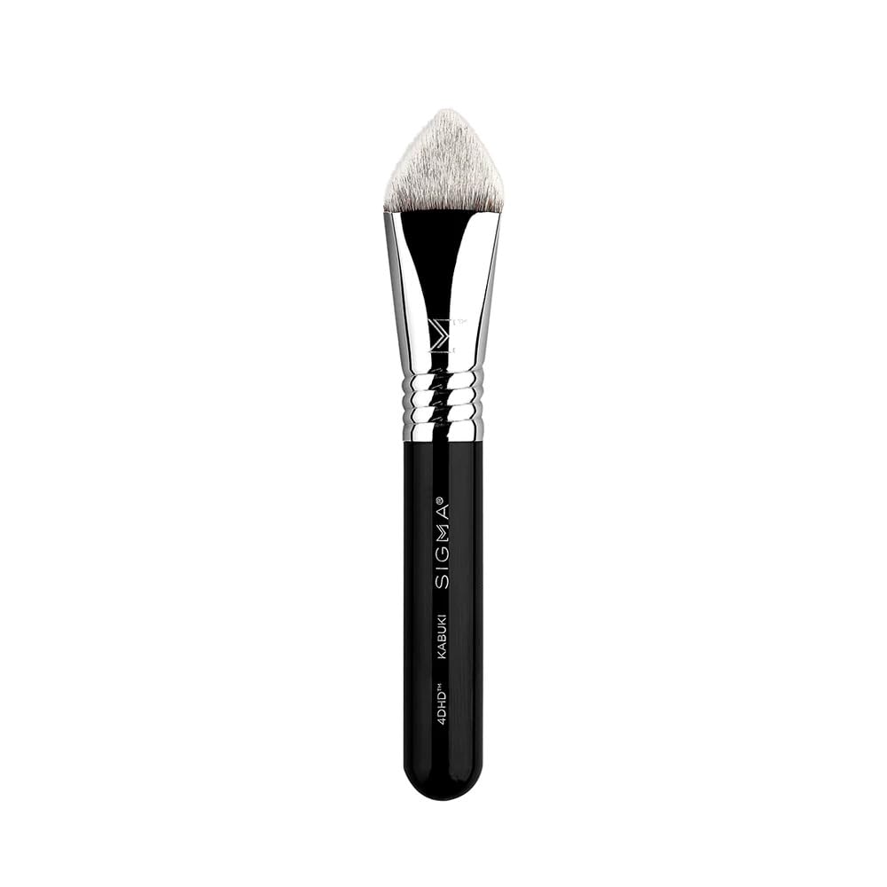 Airbrush kabuki brush with neutral tone handle for seamless makeup application — view 2