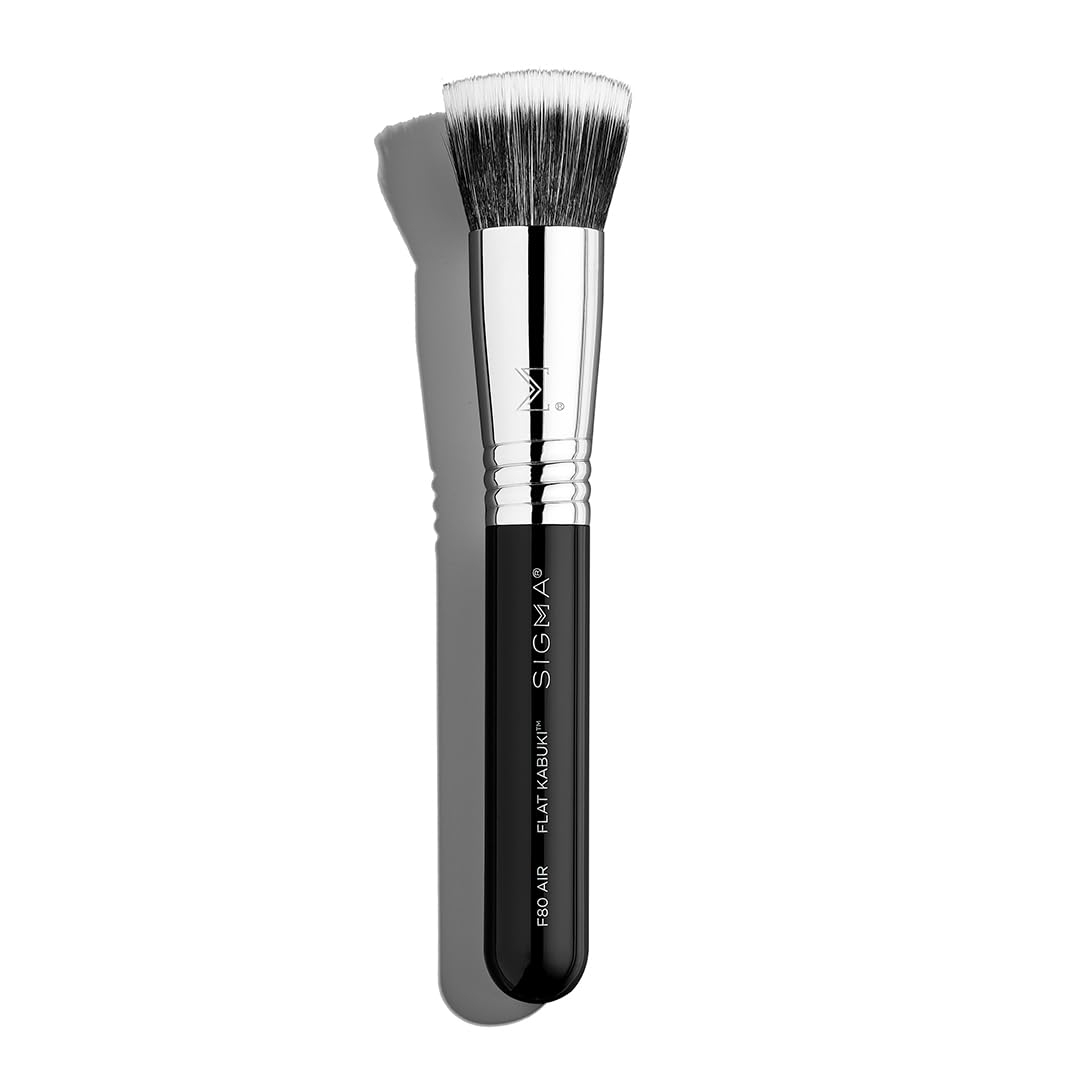 Airbrush kabuki brush with neutral tone handle for seamless makeup application — view 4