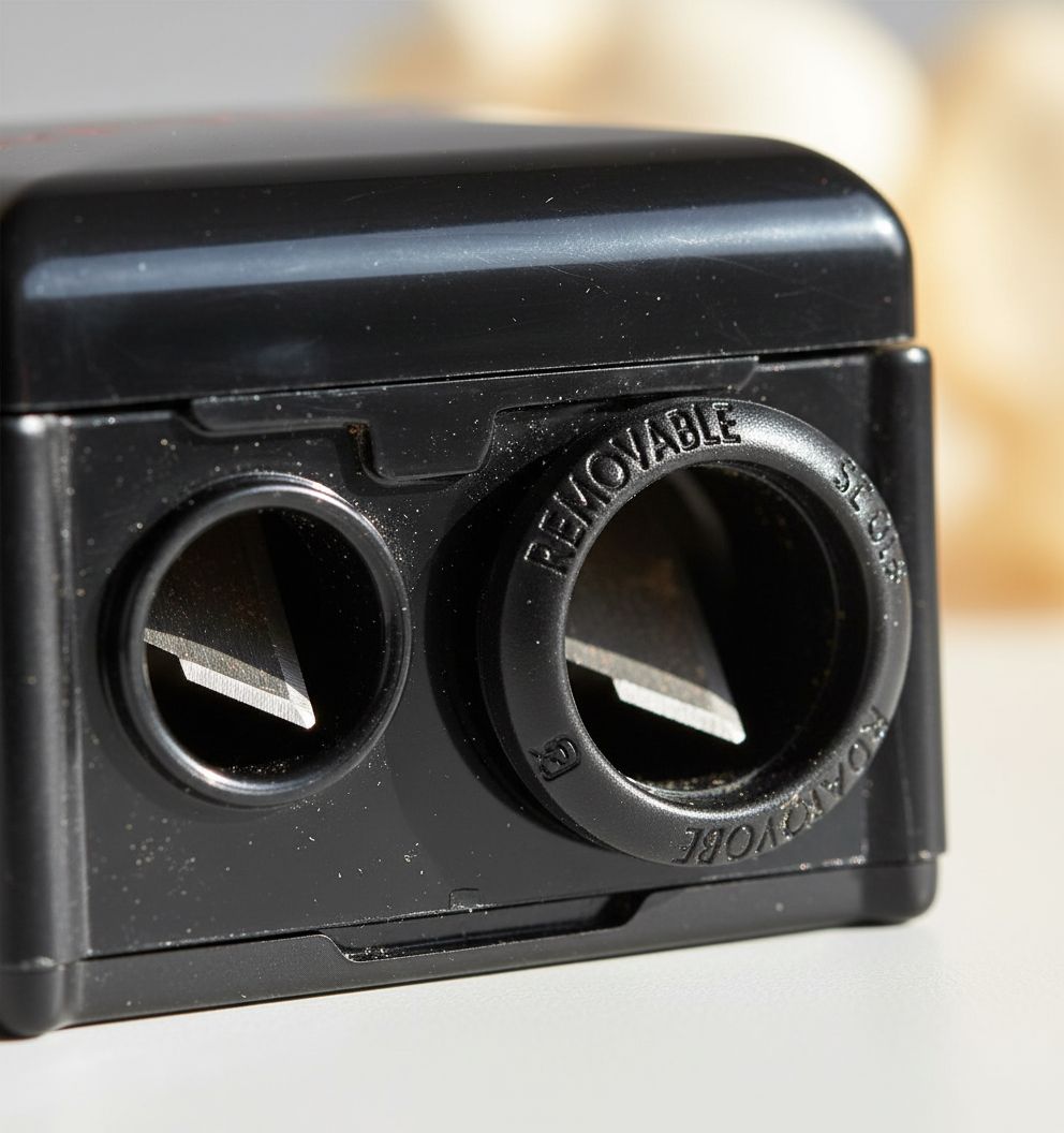 Revlon universal pencil sharpener in neutral tone, designed for wooden and plastic makeup pencils — view 4