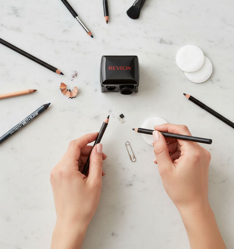 Revlon universal pencil sharpener in neutral tone, designed for wooden and plastic makeup pencils — view 6