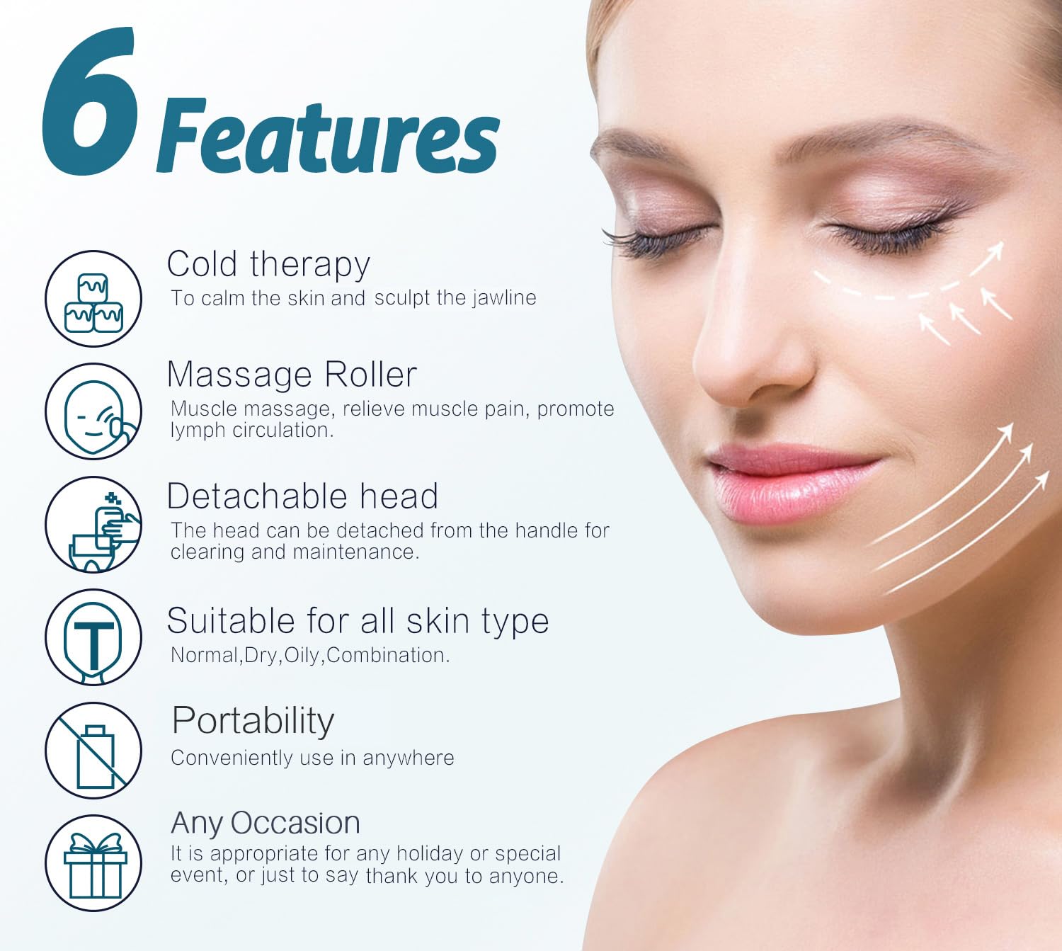 Cooling ice roller for face and eye care in neutral tone, shown with frost texture for puffiness relief — view 3