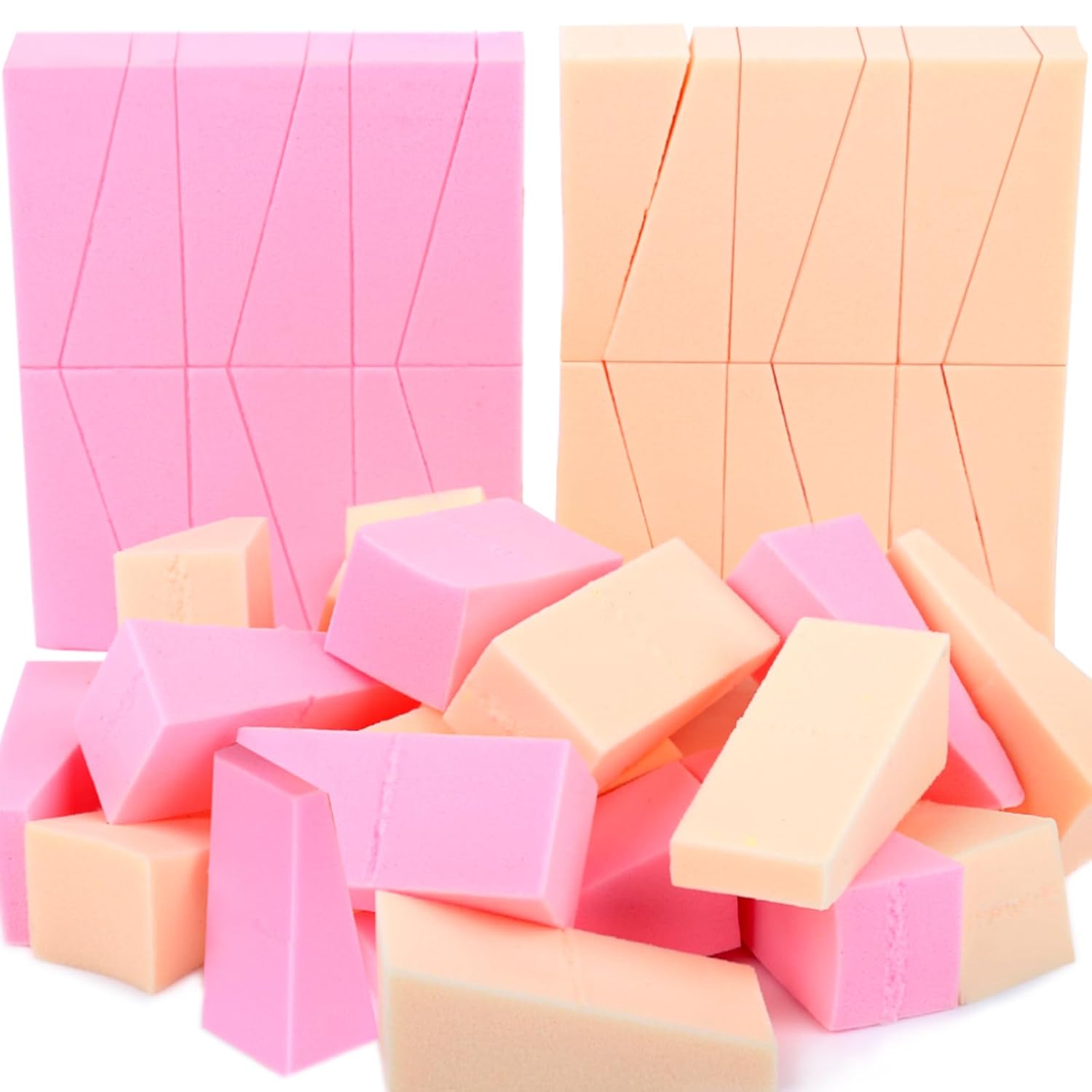 latex-free wedge-shaped makeup sponge applicator for foundation in neutral tone — view 1