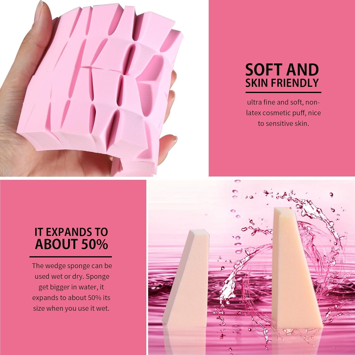latex-free wedge-shaped makeup sponge applicator for foundation in neutral tone — view 4