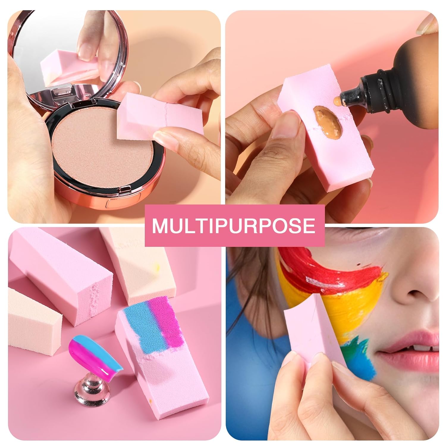 latex-free wedge-shaped makeup sponge applicator for foundation in neutral tone — view 3