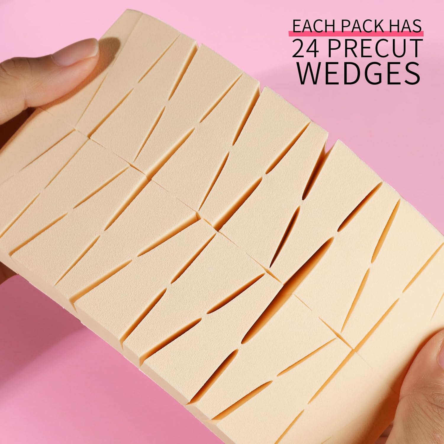 latex-free wedge-shaped makeup sponge applicator for foundation in neutral tone — view 4