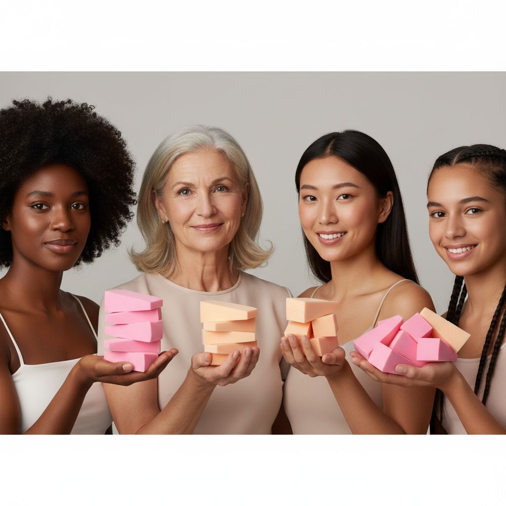 latex-free wedge-shaped makeup sponge applicator for foundation in neutral tone — view 6