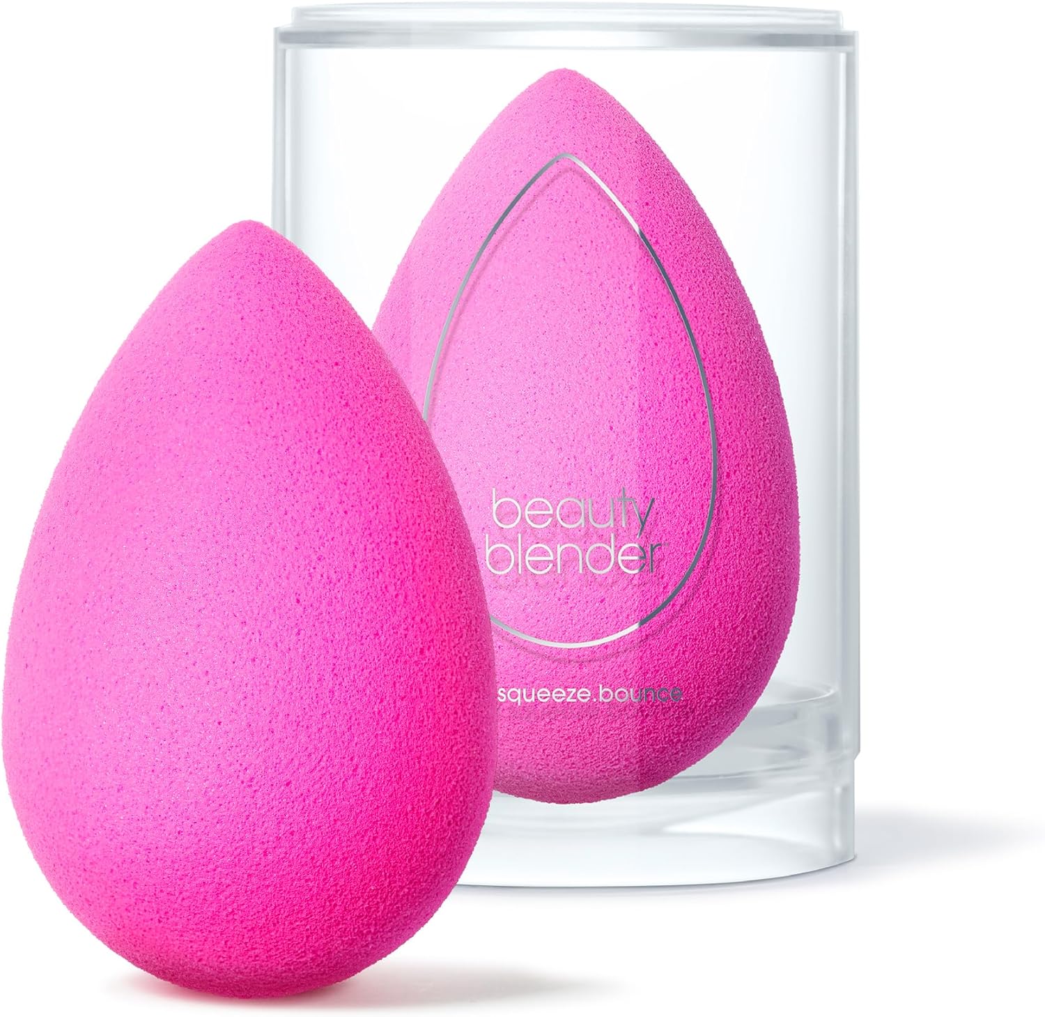 Pink super-soft makeup sponge for blending foundations and powders — front