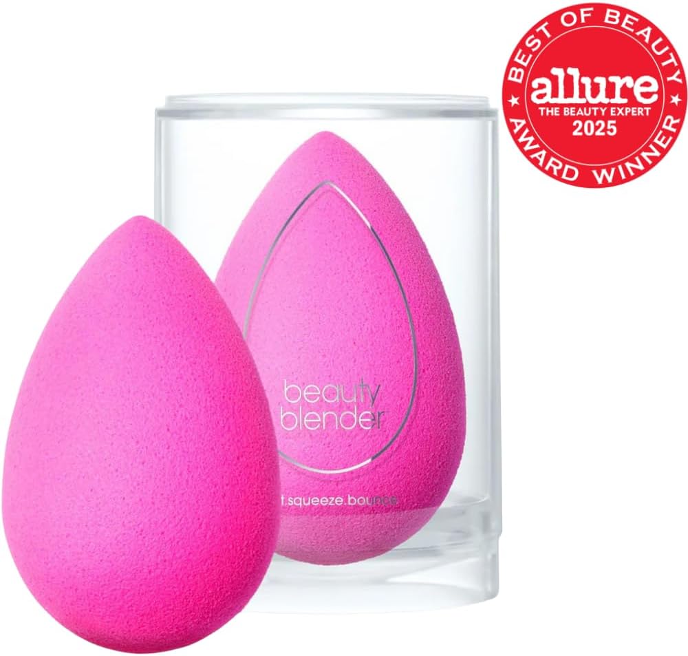 Pink super-soft makeup sponge for blending foundations and powders — side