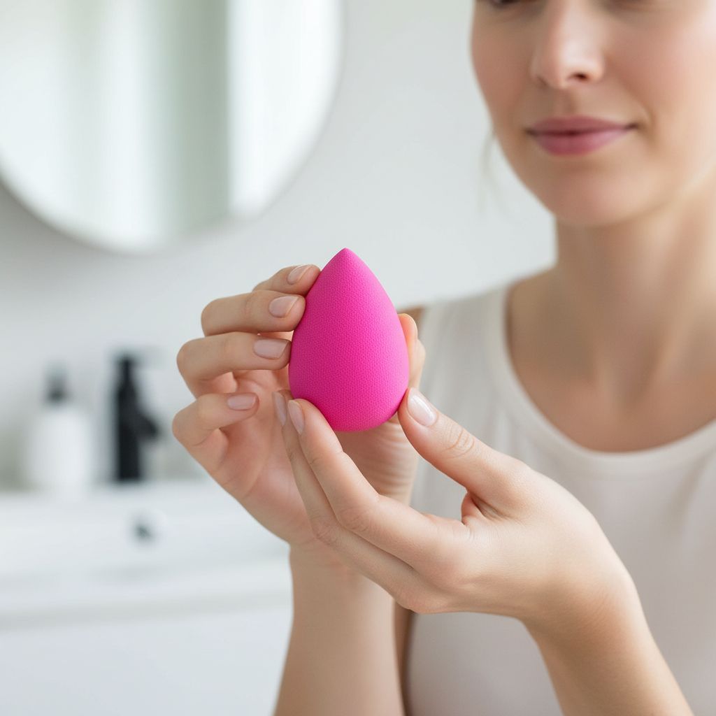 Pink super-soft makeup sponge for blending foundations and powders — view 4