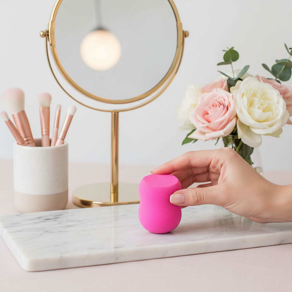 Pink super-soft makeup sponge for blending foundations and powders — view 4