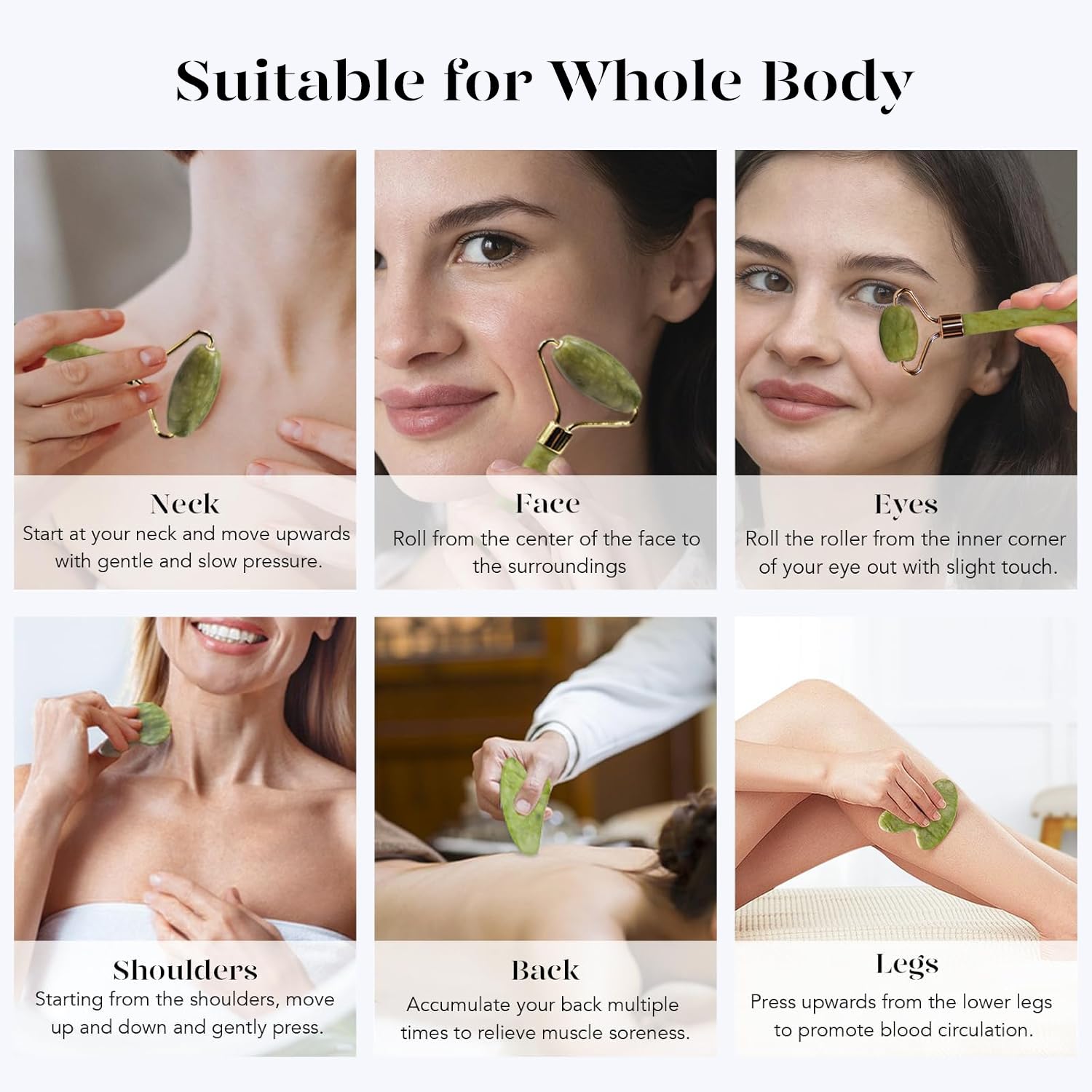 Green cooling jade gua sha and roller set for facial depuffing and jawline sculpting — view 2