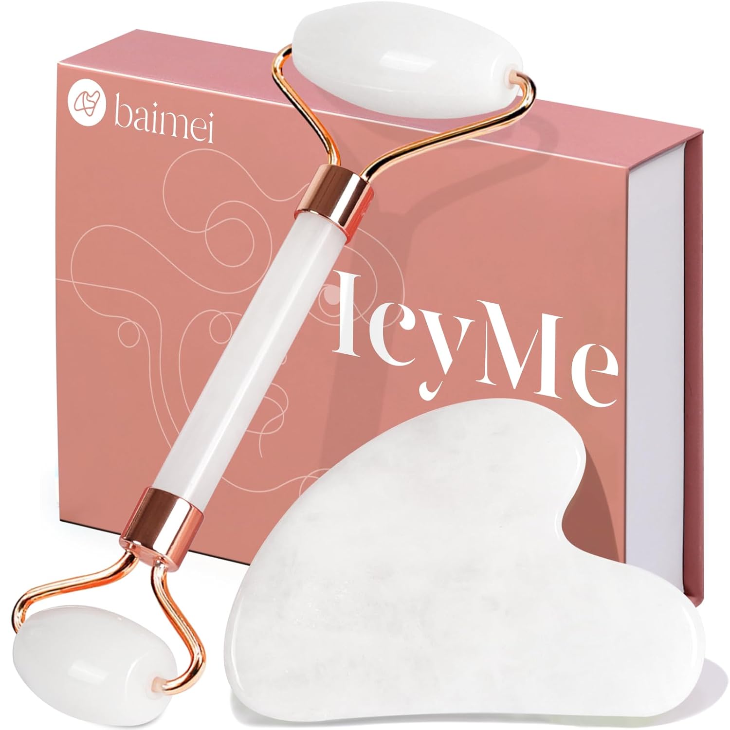 Green cooling jade gua sha and roller set for facial depuffing and jawline sculpting — view 5