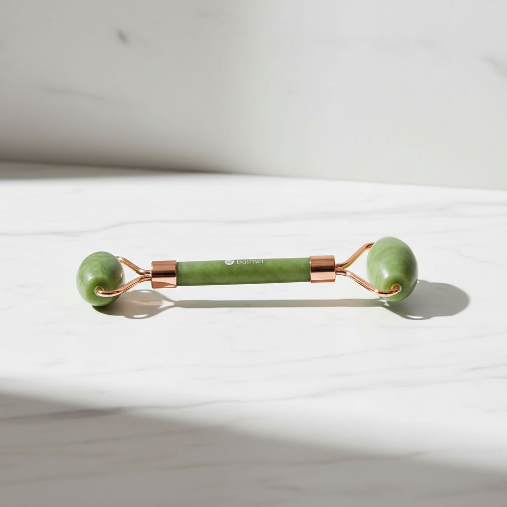Green cooling jade gua sha and roller set for facial depuffing and jawline sculpting — view 3