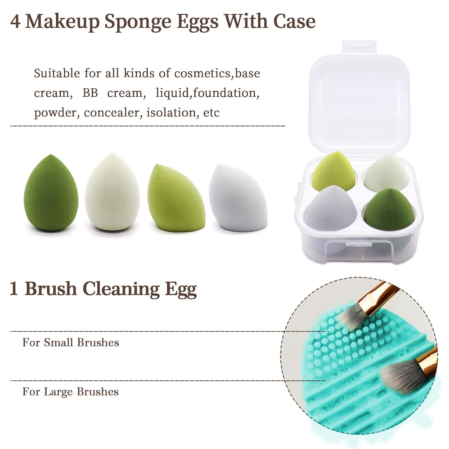 Minimalist green 22-piece makeup brush set with multi-purpose bristles displayed in bundle — view 2