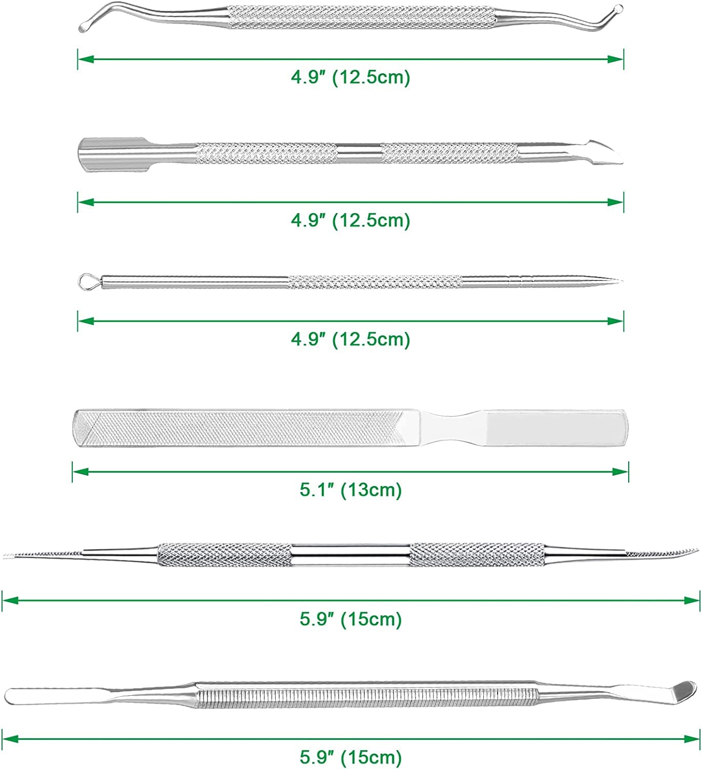 Professional surgical stainless steel ingrown toenail file and lifter tool from 6-piece kit, shown in neutral metallic finish — view 2