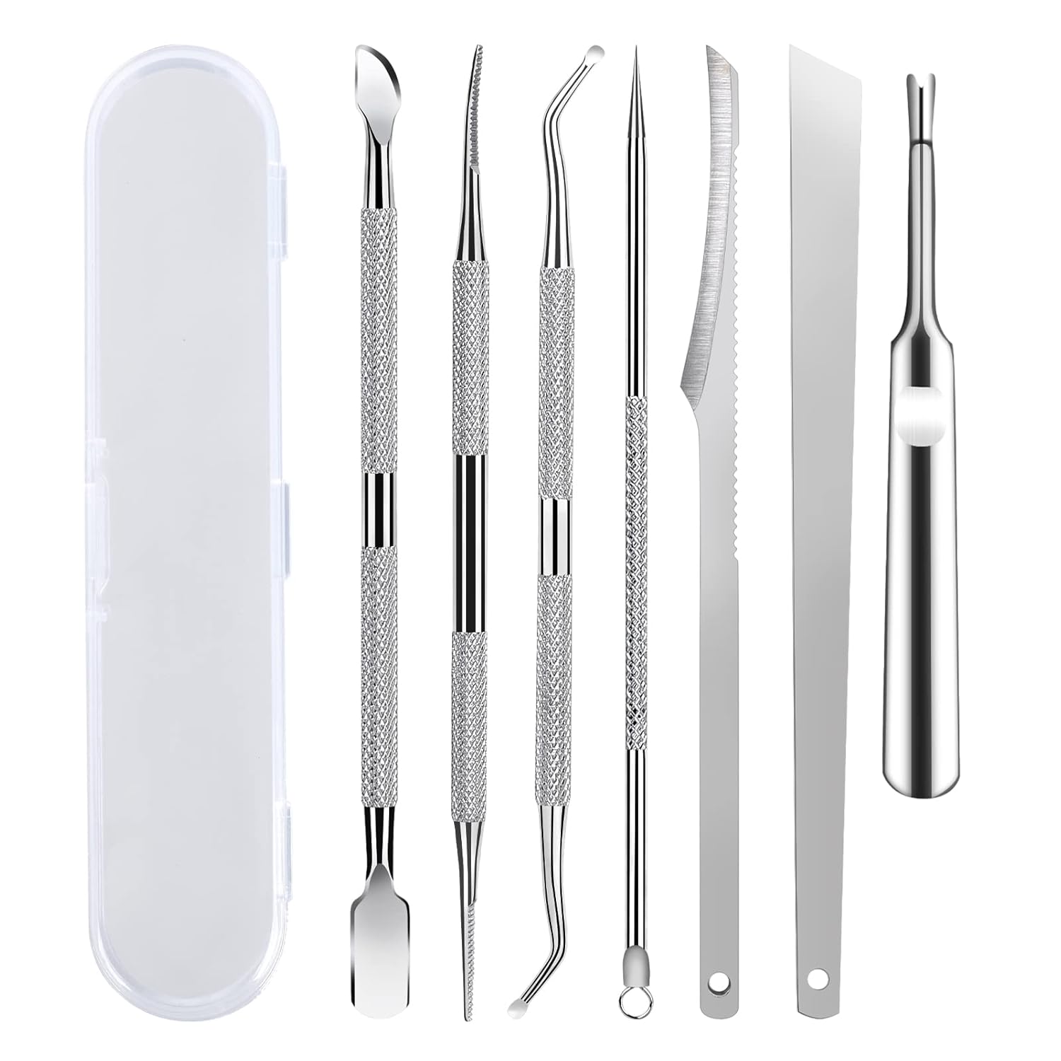 Professional surgical stainless steel ingrown toenail file and lifter tool from 6-piece kit, shown in neutral metallic finish — view 5