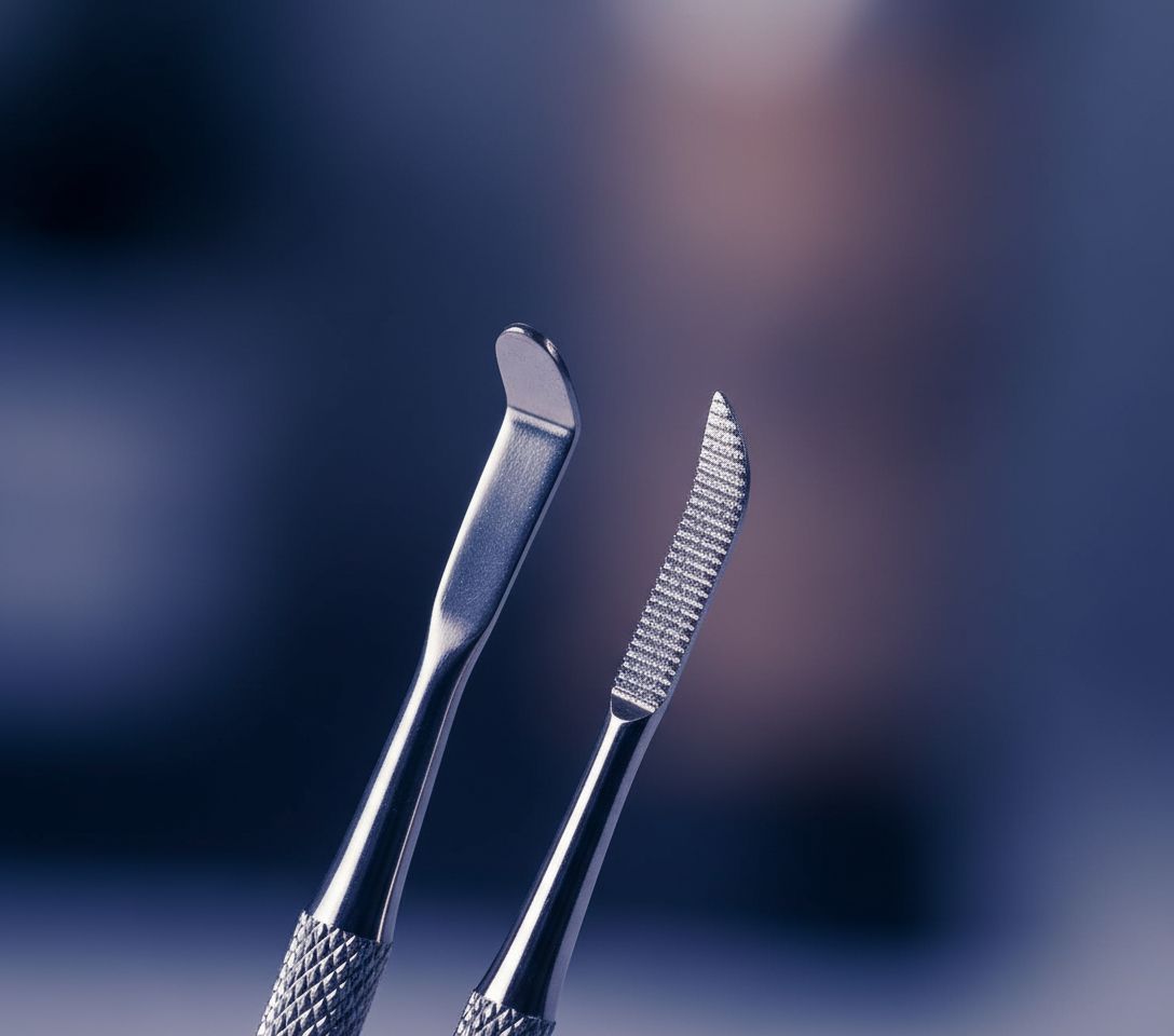 Professional surgical stainless steel ingrown toenail file and lifter tool from 6-piece kit, shown in neutral metallic finish — view 4
