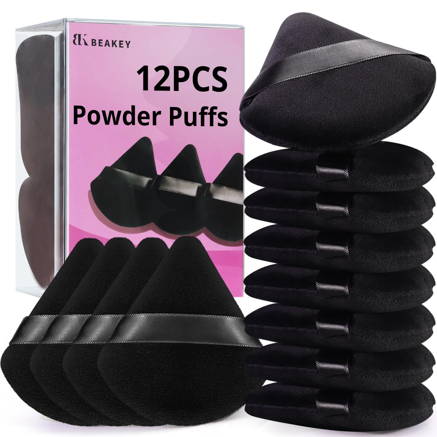 Triangle powder puff in neutral tone for foundation and contouring application — view 1