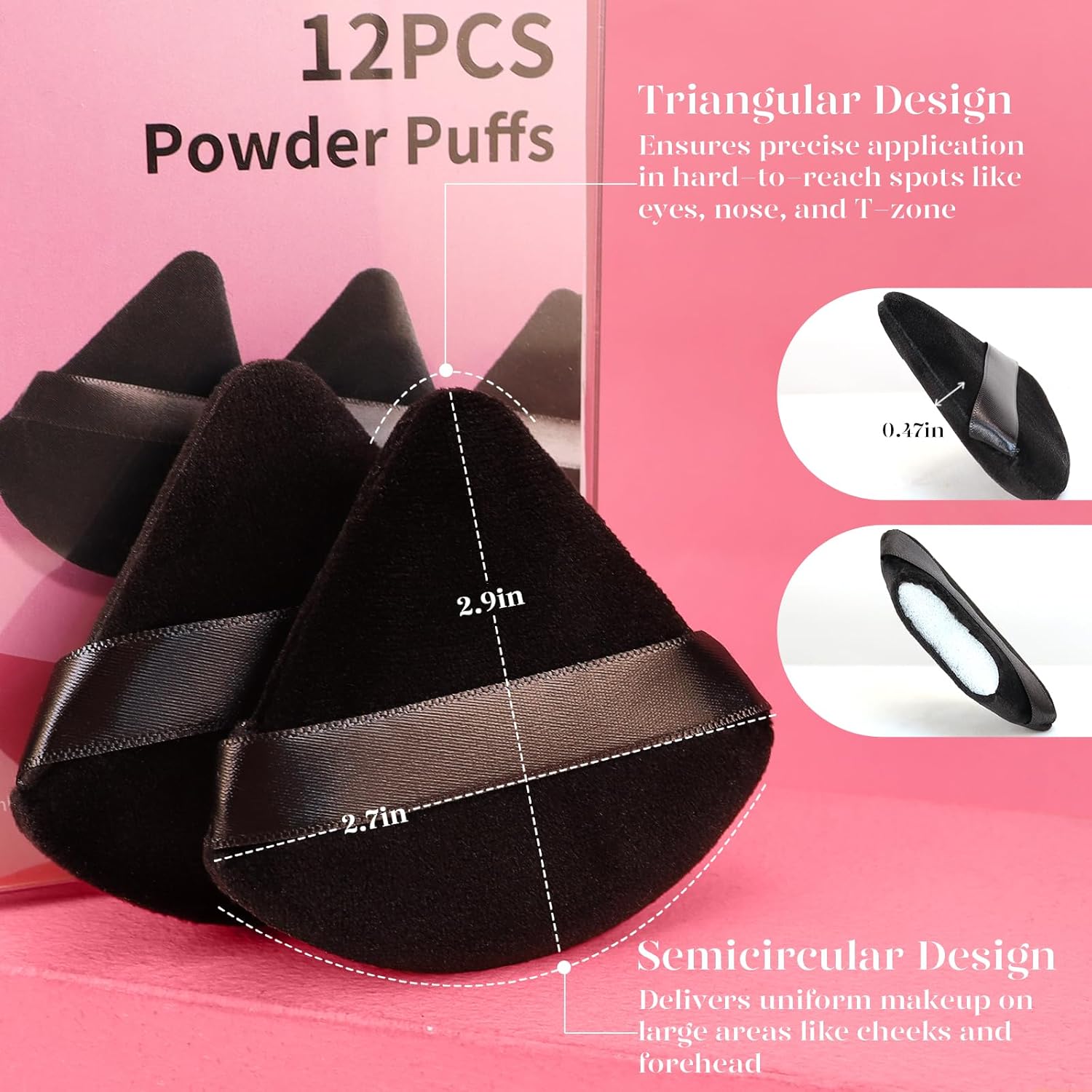 Triangle powder puff in neutral tone for foundation and contouring application — view 3