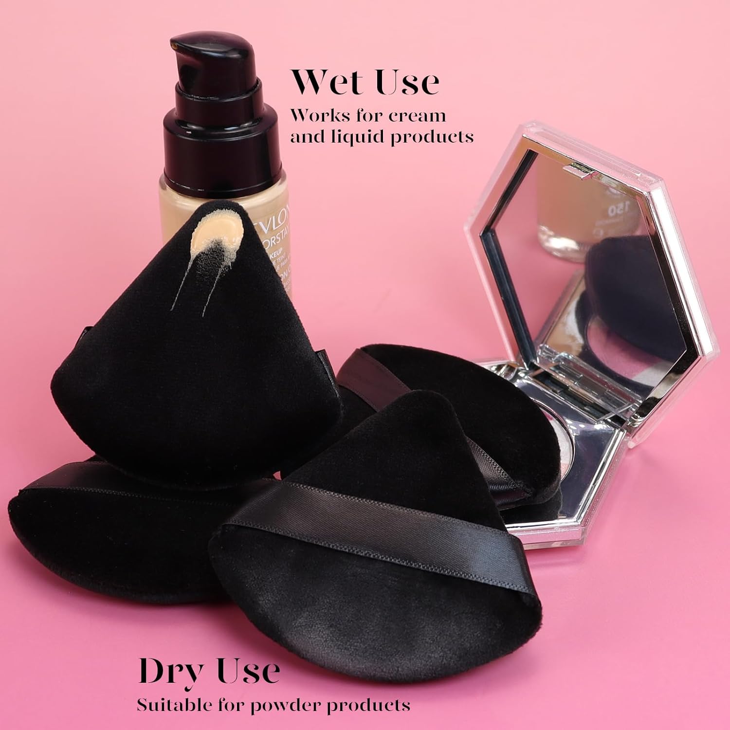 Triangle powder puff in neutral tone for foundation and contouring application — view 4