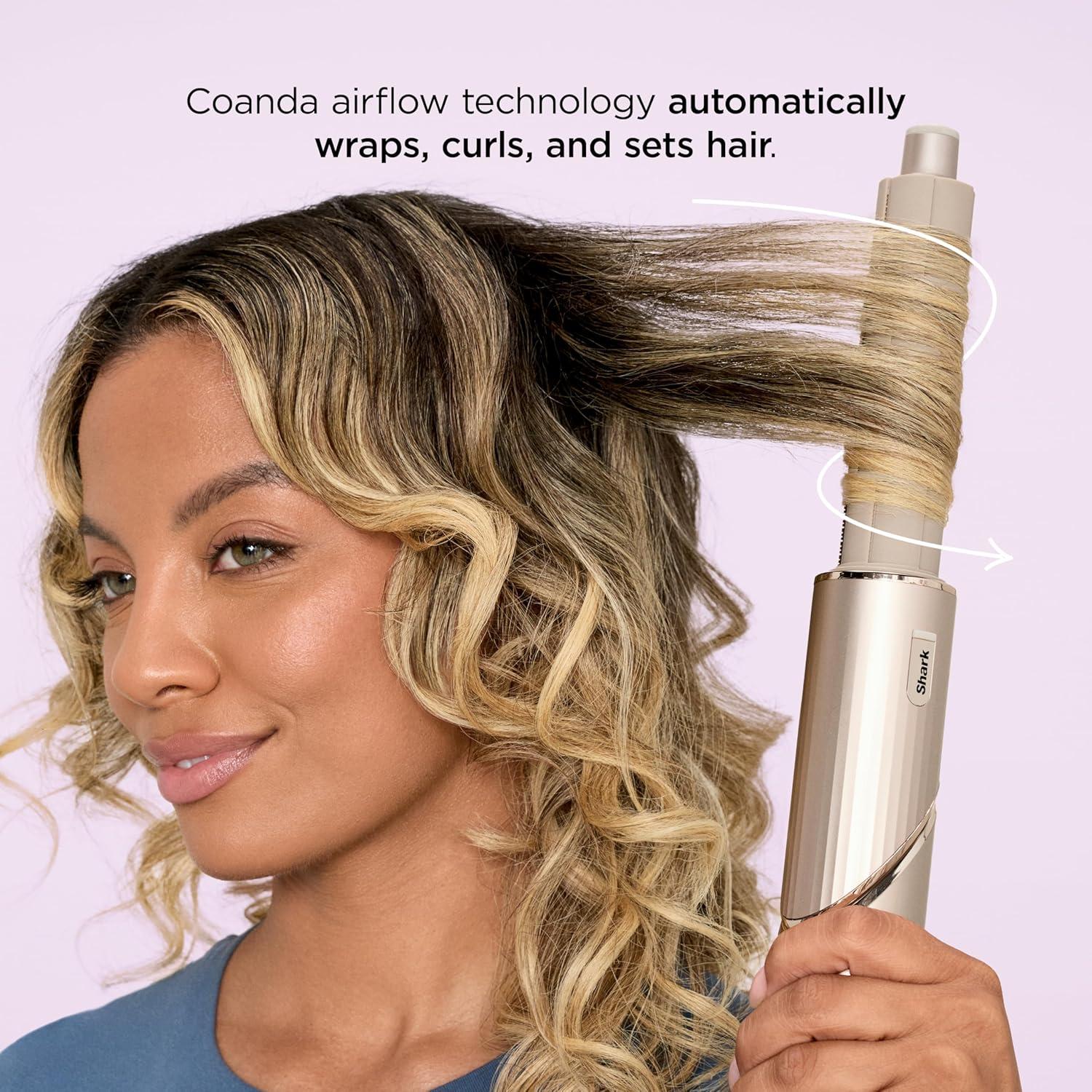 Shark FlexStyle air styling system with auto-wrap curlers and multi-attachment brushes in stone — view 2