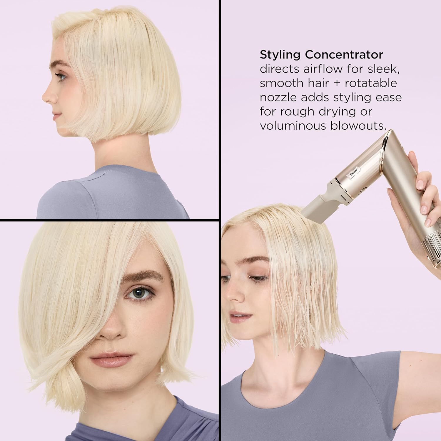 Shark FlexStyle air styling system with auto-wrap curlers and multi-attachment brushes in stone — view 3