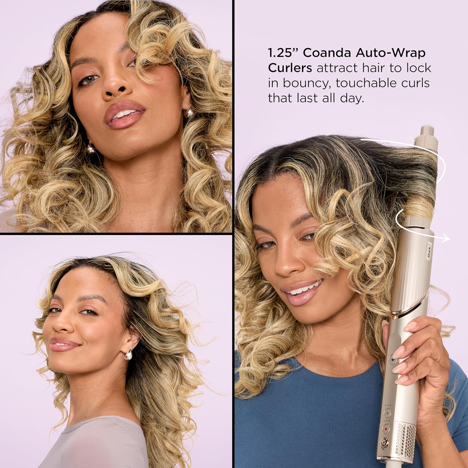 Shark FlexStyle air styling system with auto-wrap curlers and multi-attachment brushes in stone — view 4