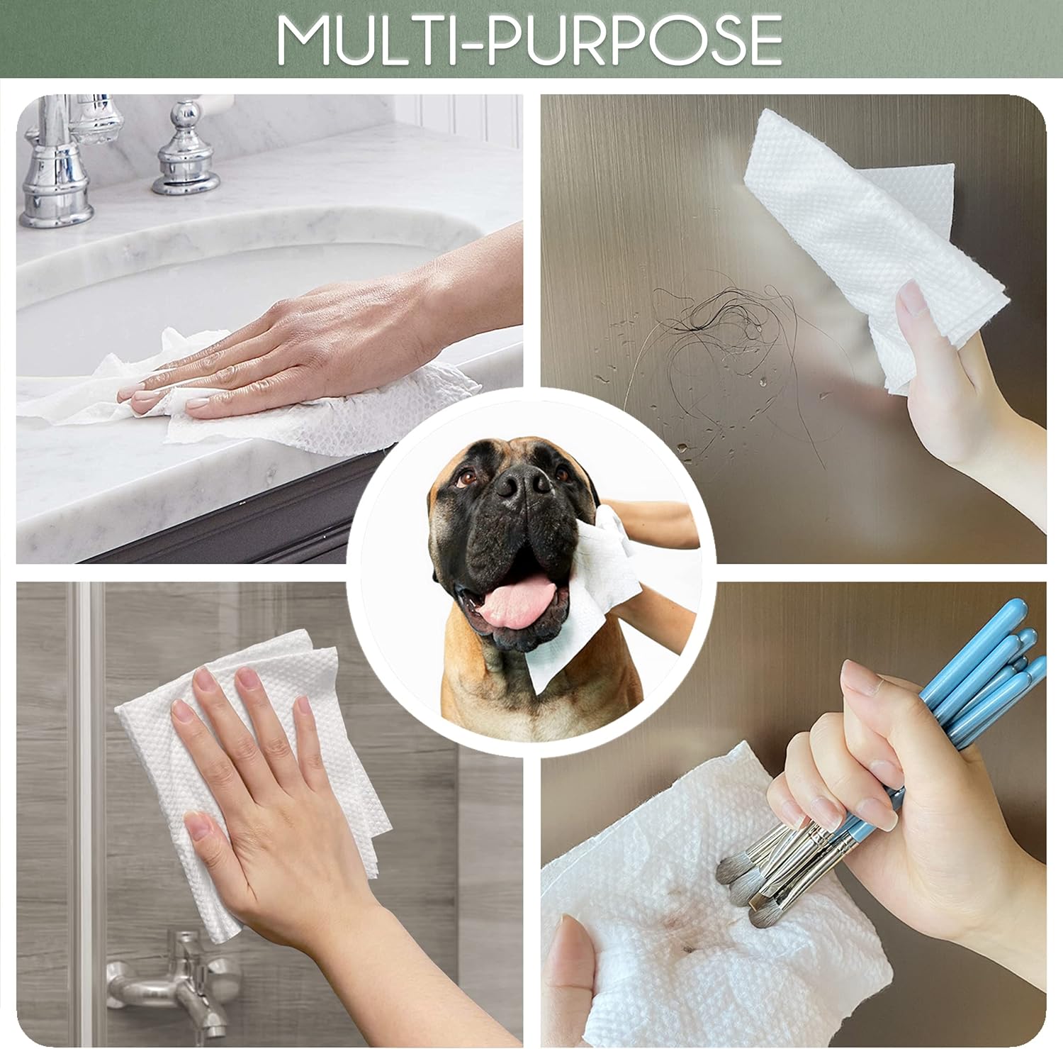 Soft biodegradable bamboo viscose disposable face towel in neutral tone, extra-thick texture for sensitive skin care and makeup removal — view 4