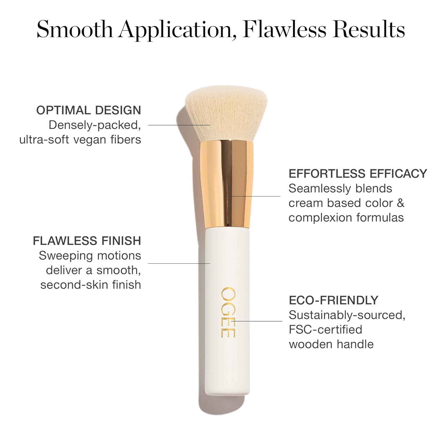 Ultra-soft vegan bristle blender brush in neutral tone for foundation application — view 3