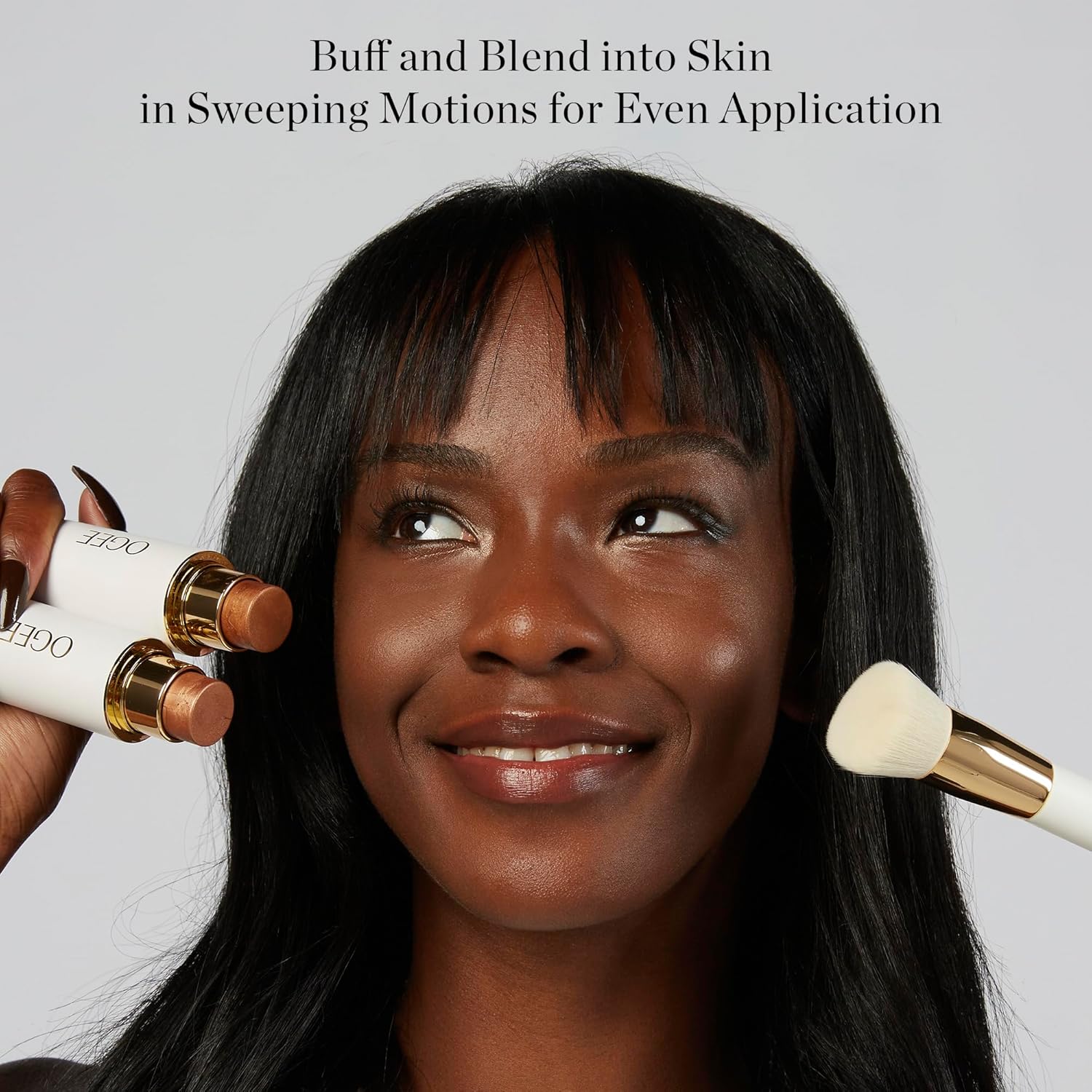 Ultra-soft vegan bristle blender brush in neutral tone for foundation application — view 4