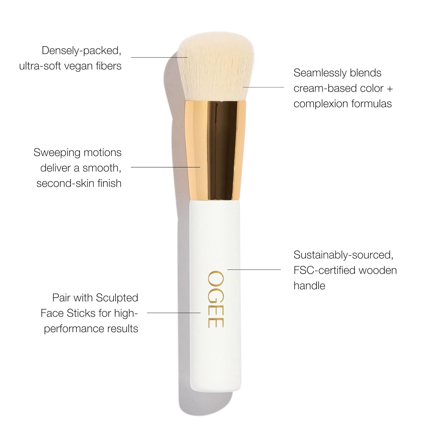 Ultra-soft vegan bristle blender brush in neutral tone for foundation application — view 2