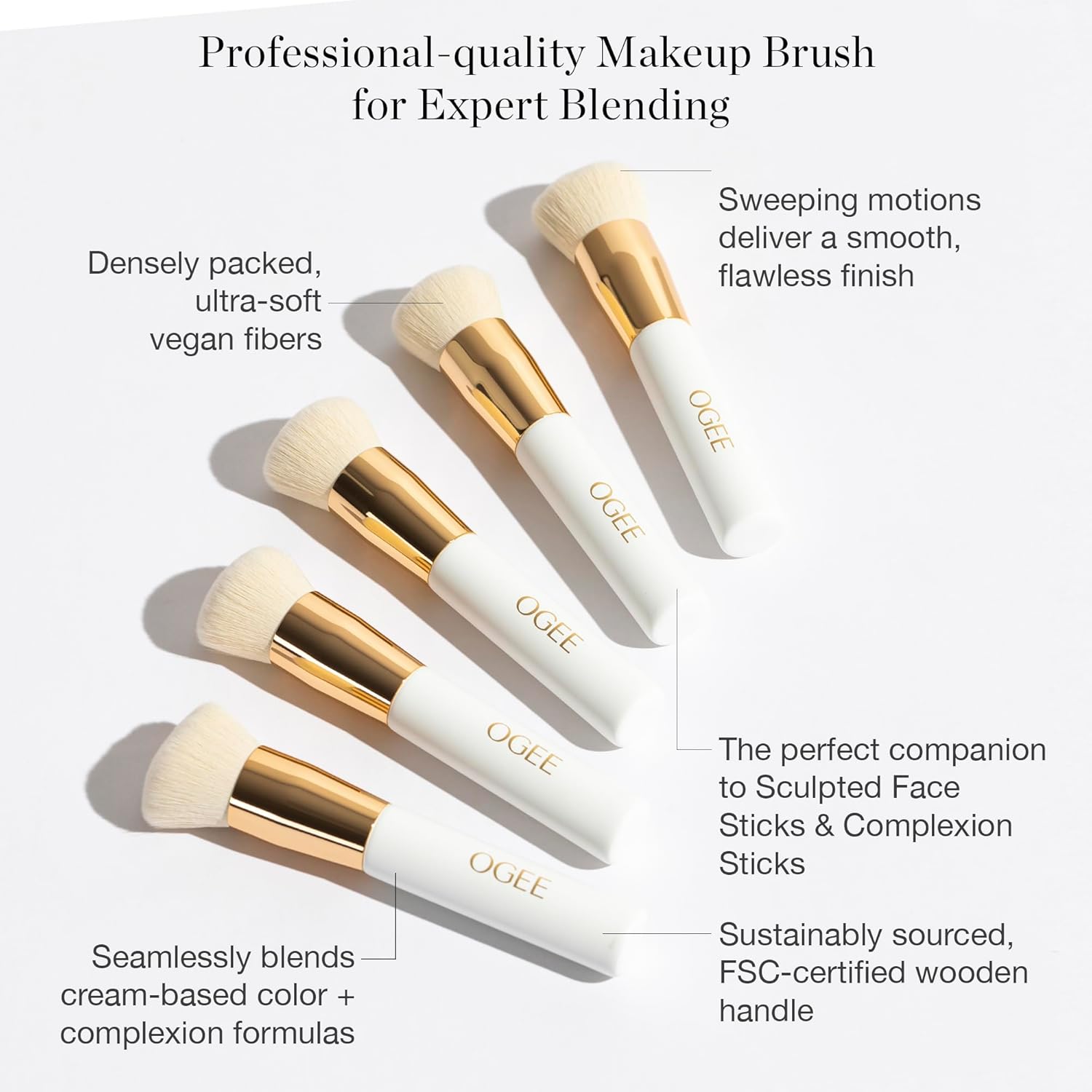 Ultra-soft vegan bristle blender brush in neutral tone for foundation application — view 4
