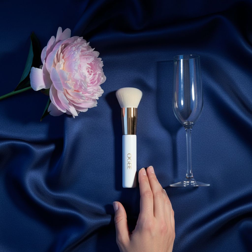 Ultra-soft vegan bristle blender brush in neutral tone for foundation application — view 7a