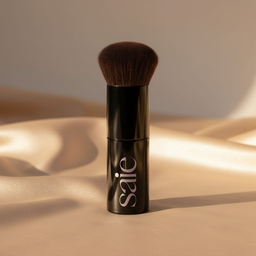 Soft synthetic foundation brush with neutral handle for buffing and blending makeup — view 2