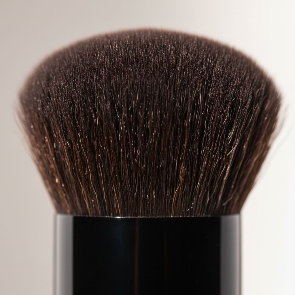 Soft synthetic foundation brush with neutral handle for buffing and blending makeup — view 3
