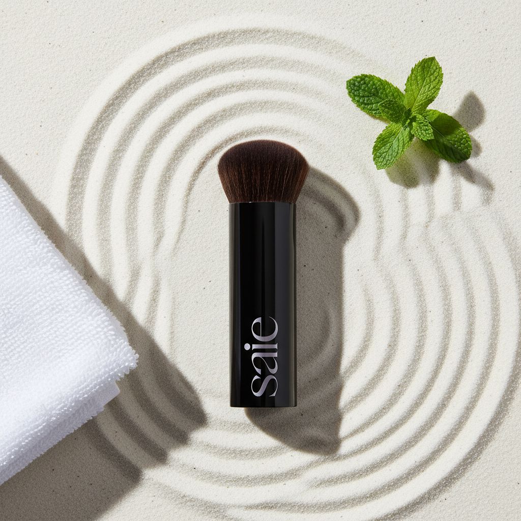 Soft synthetic foundation brush with neutral handle for buffing and blending makeup — view 6