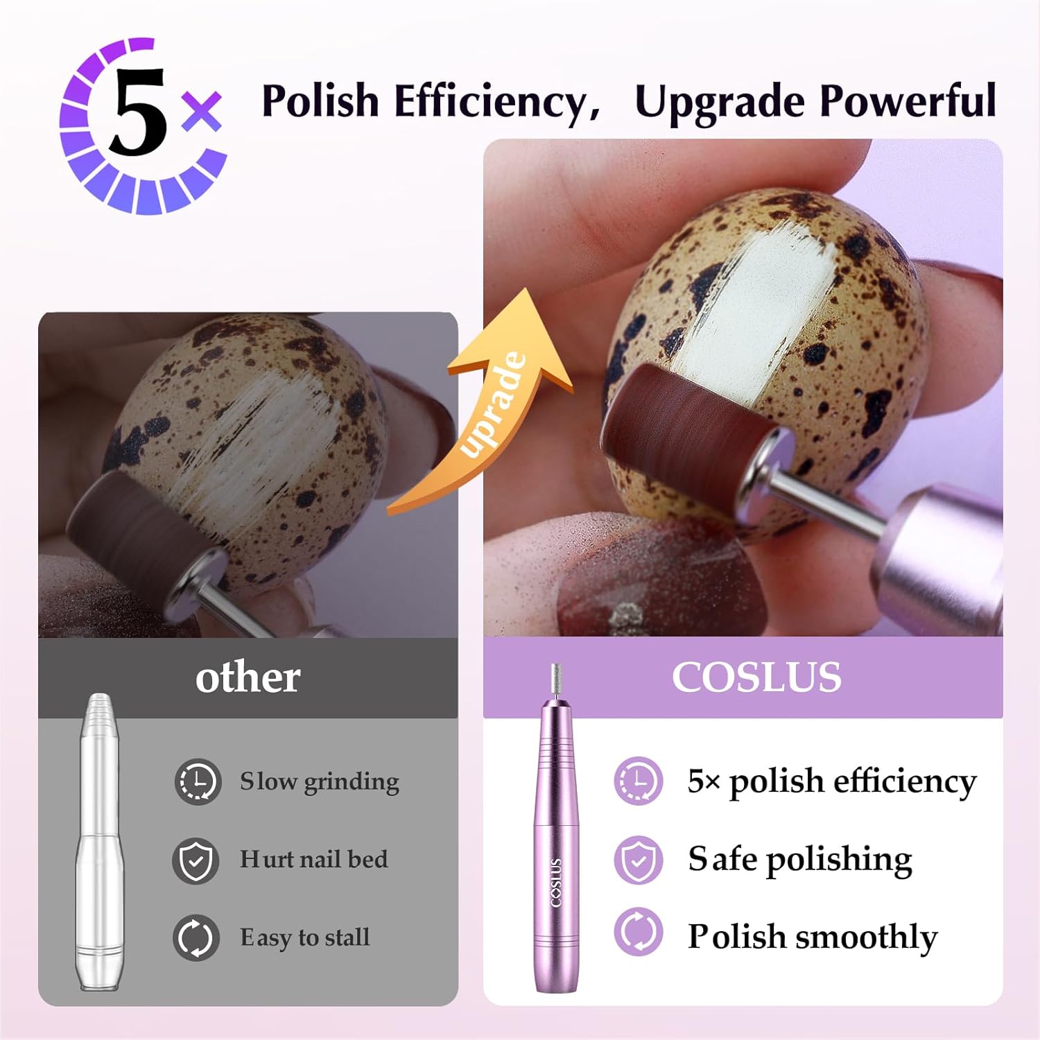 Portable electric nail drill with assorted bits and sanding bands in neutral finish, shown with manicure accessories — view 2