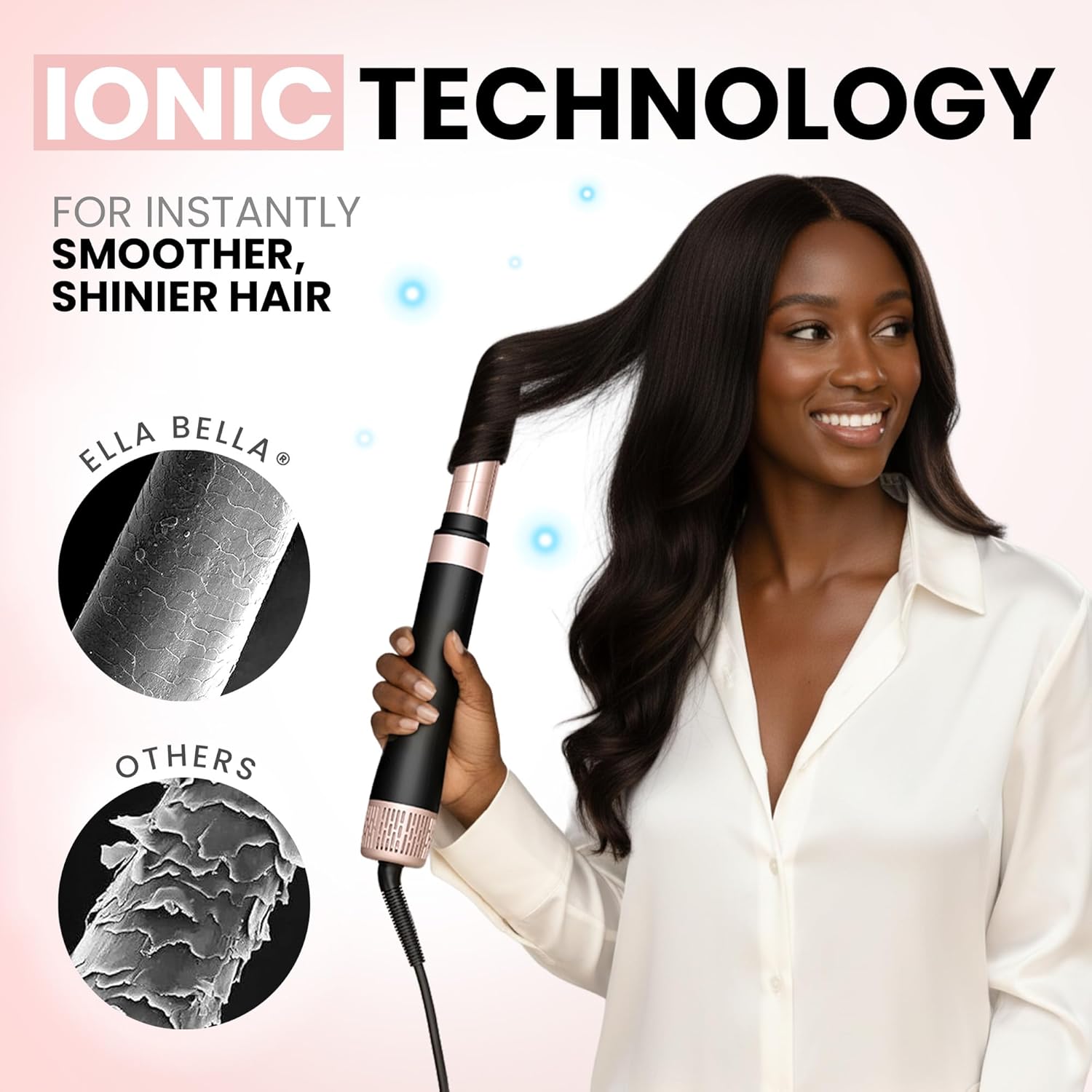 6-in-1 professional hot air styler in neutral finish with interchangeable styling attachments and protective travel case — view 2