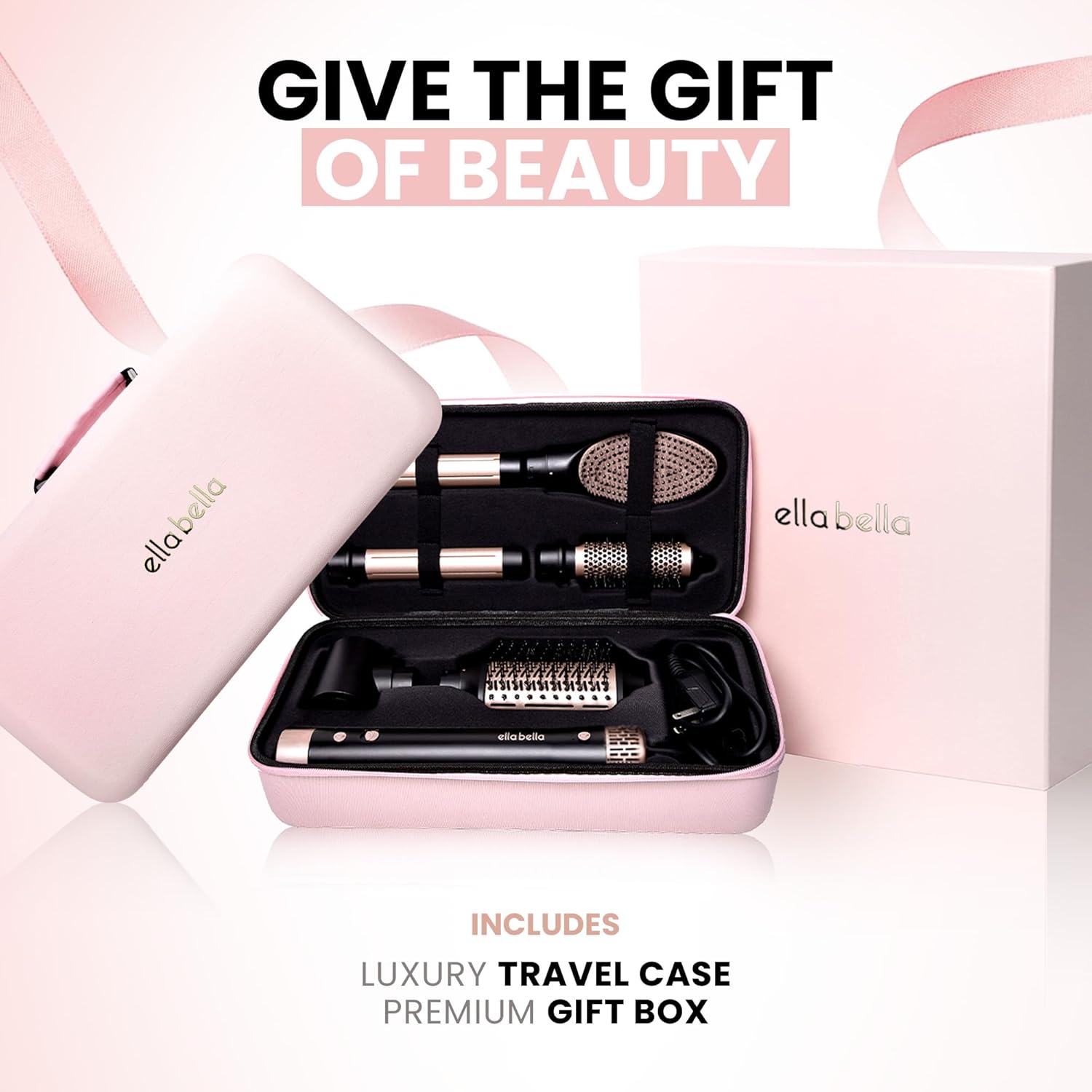 6-in-1 professional hot air styler in neutral finish with interchangeable styling attachments and protective travel case — view 4