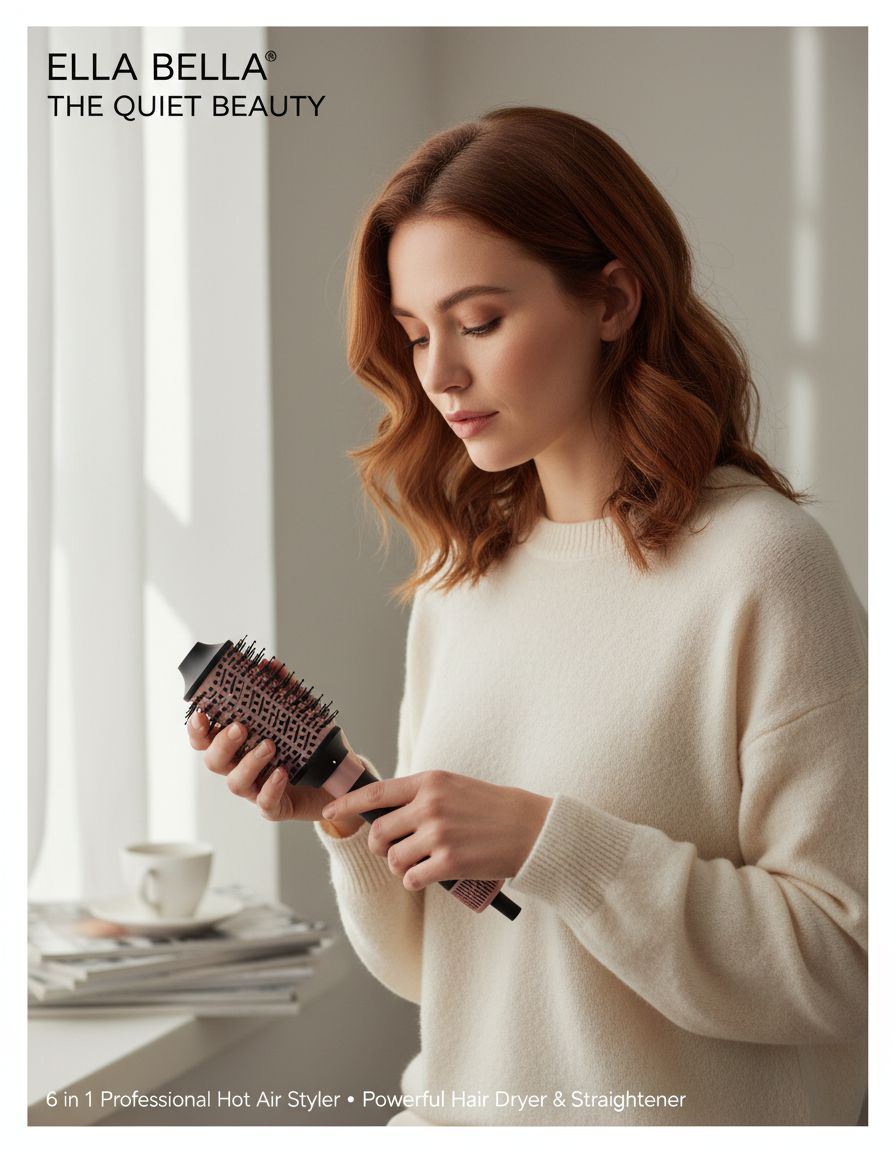 6-in-1 professional hot air styler in neutral finish with interchangeable styling attachments and protective travel case — view 2