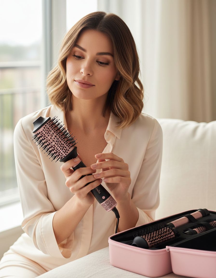 6-in-1 professional hot air styler in neutral finish with interchangeable styling attachments and protective travel case — view 4