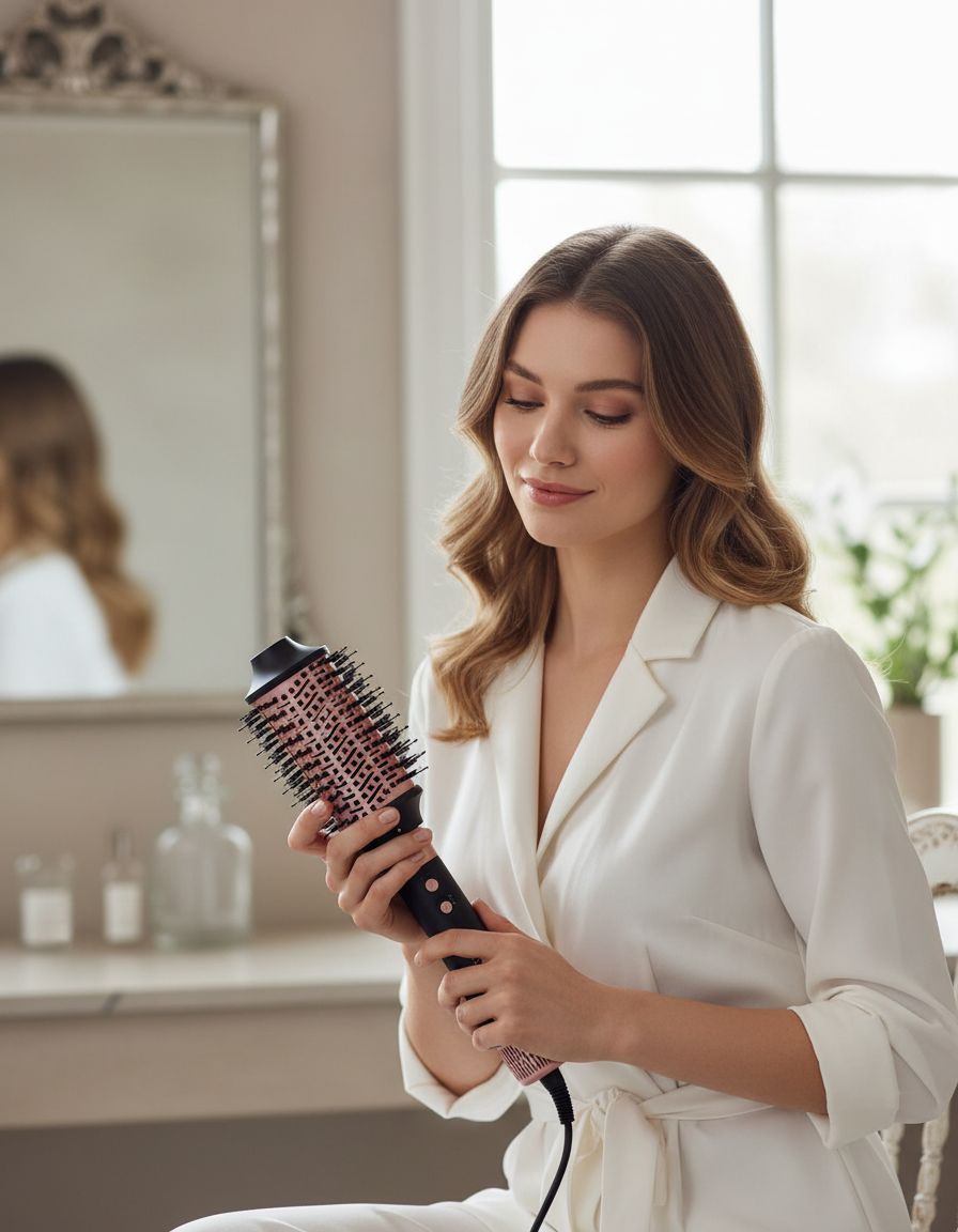 6-in-1 professional hot air styler in neutral finish with interchangeable styling attachments and protective travel case — view 6