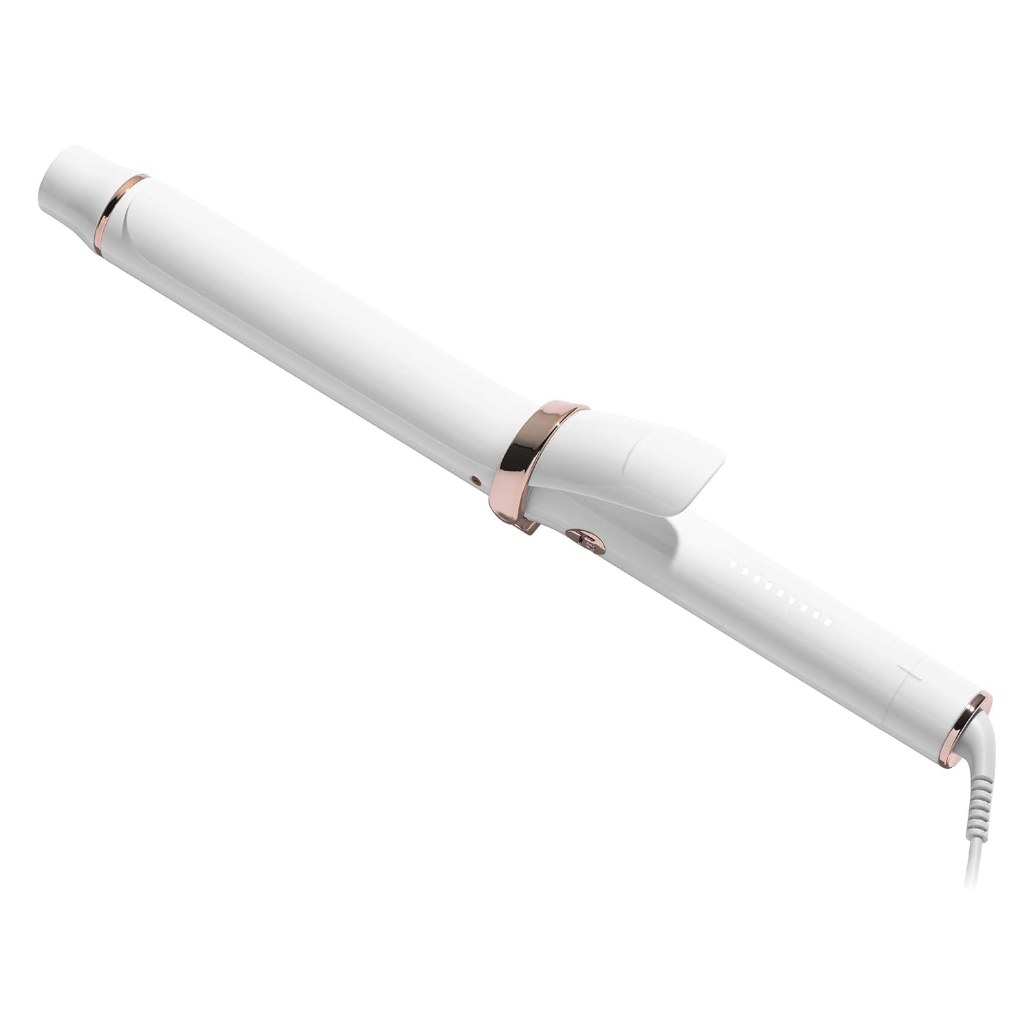 T3 SinglePass Curl X curling iron with ceramic barrel in neutral finish, showing interchangeable barrel sizes — view 1