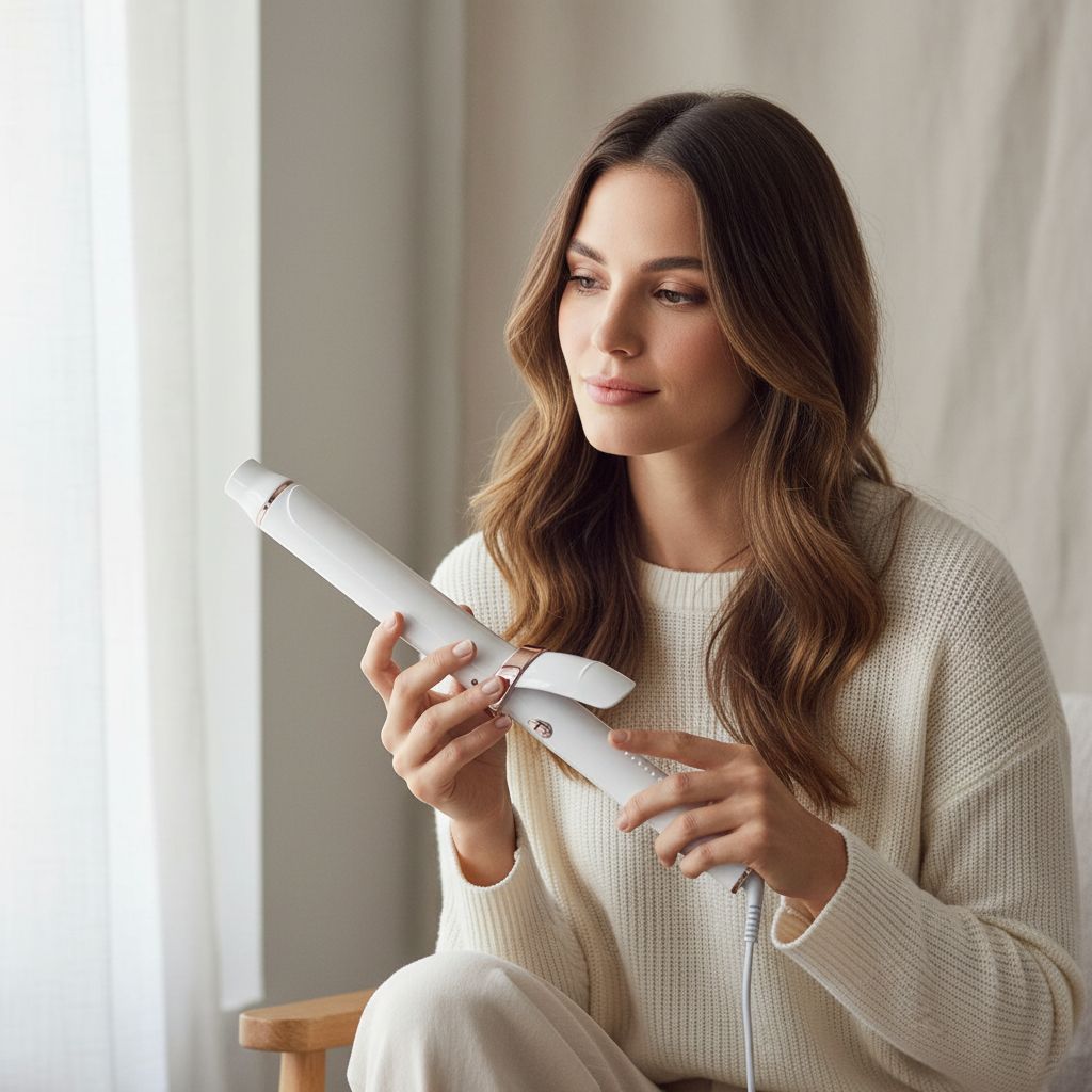 T3 SinglePass Curl X curling iron with ceramic barrel in neutral finish, showing interchangeable barrel sizes — view 3a