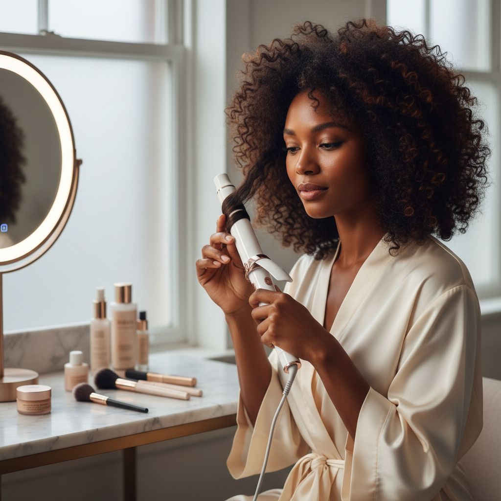 T3 SinglePass Curl X curling iron with ceramic barrel in neutral finish, showing interchangeable barrel sizes — view 4