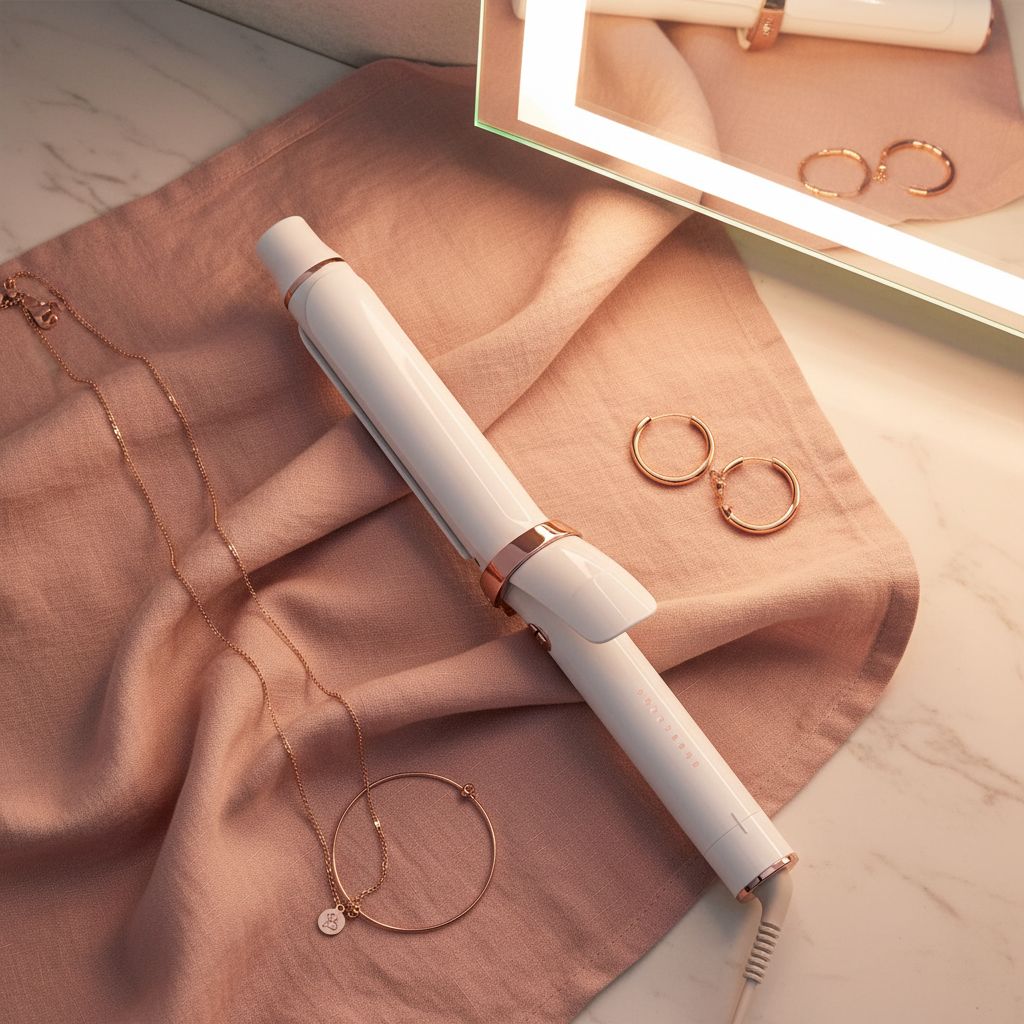 T3 SinglePass Curl X curling iron with ceramic barrel in neutral finish, showing interchangeable barrel sizes — view 7a