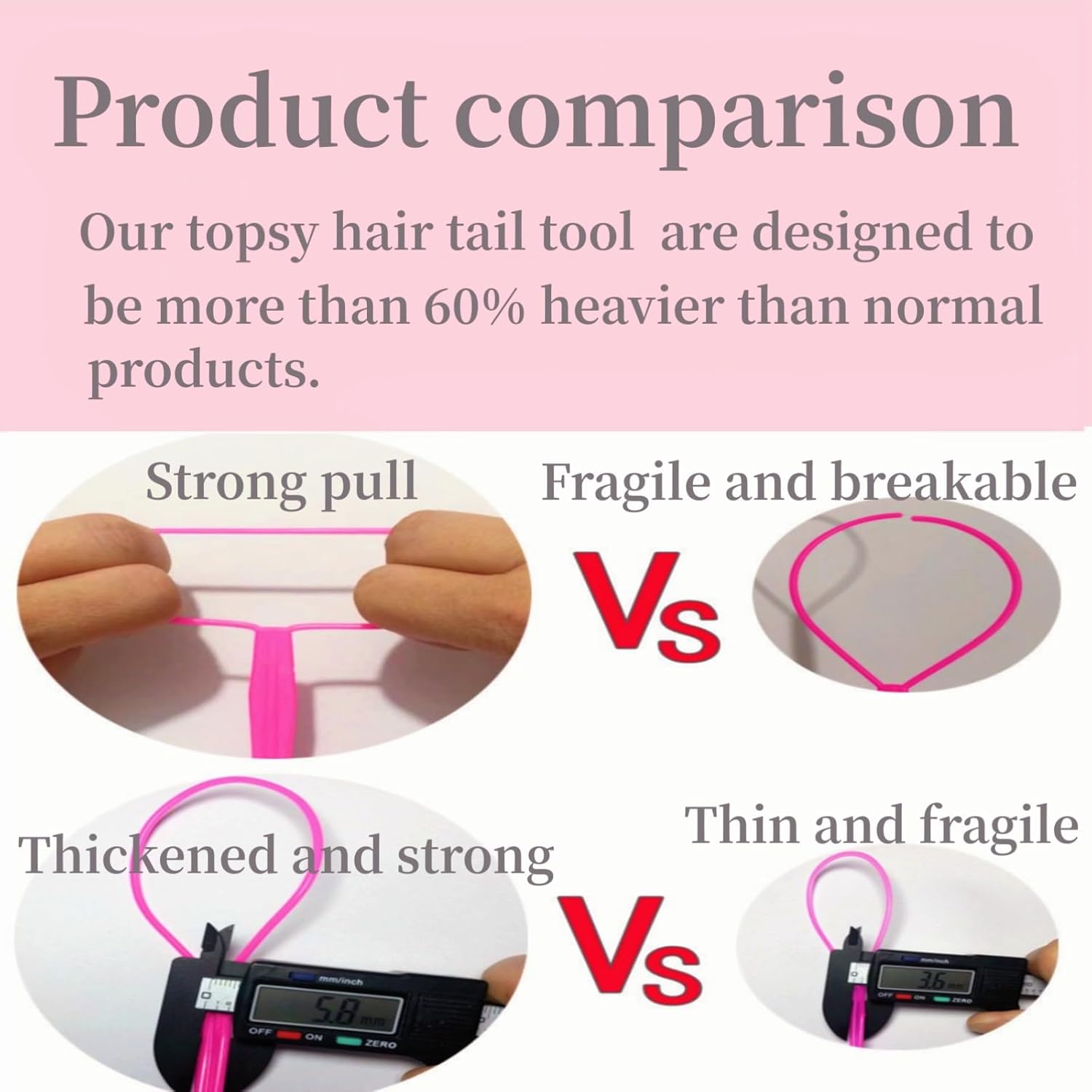 6-piece loop ponytail hair styling tool set in pink, purple, and blue jewel tones — view 2